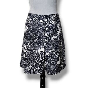 VTG Talbots Paisley A-Line Skirt 10 Black/White